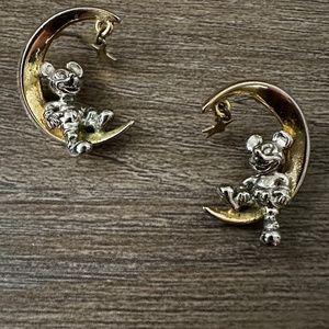 Mickey Mouse Crescent Moon Earrings